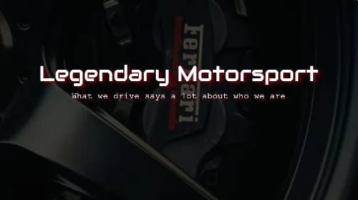 Legendary Motorsports landing screen